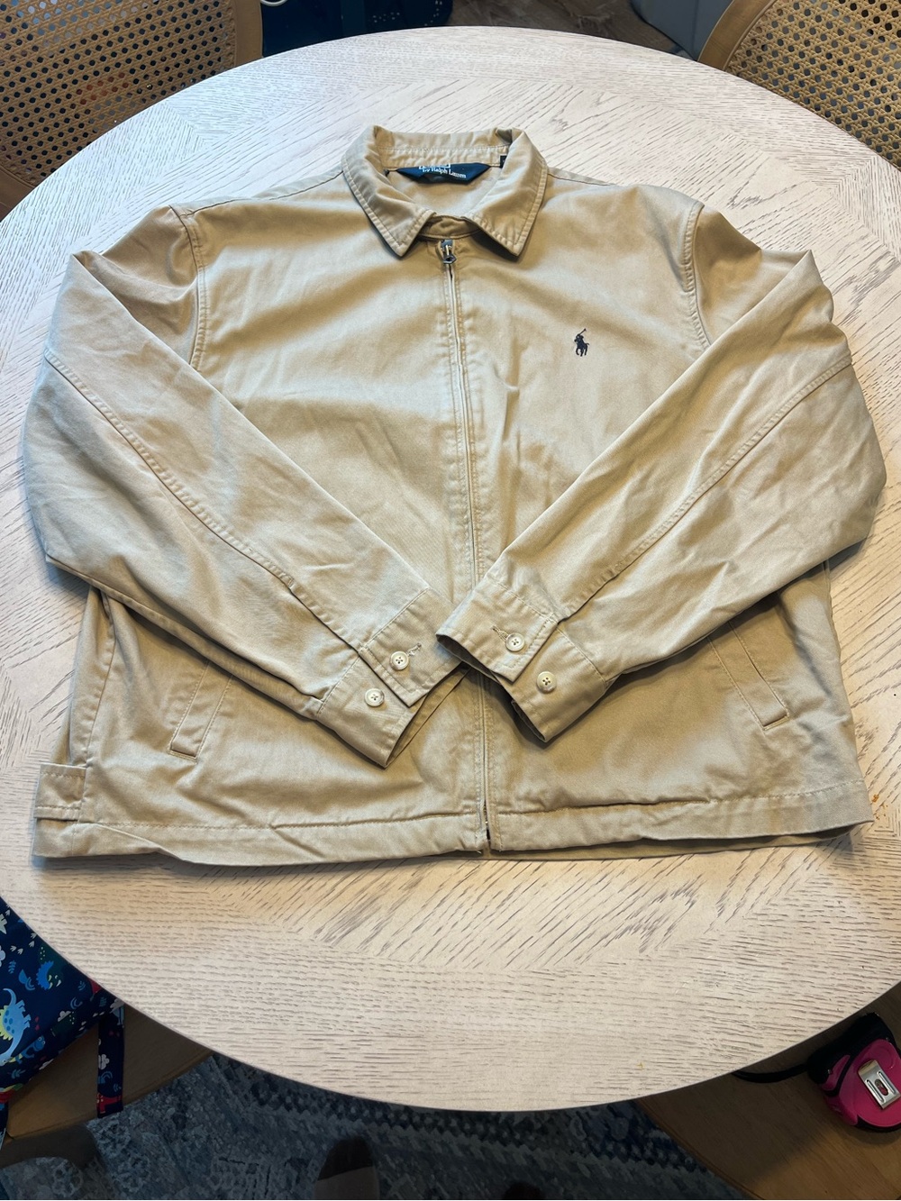 Vtg Polo by Ralph Lauren Mens Beige Full Zip Jacket Sz XL Cotton